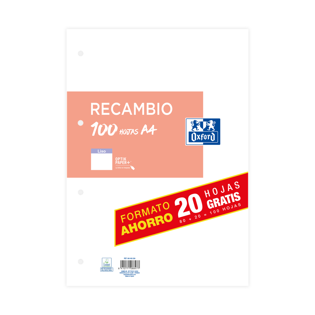 [006898] RECAMBIO OXFORD 90GRS A4 LISO