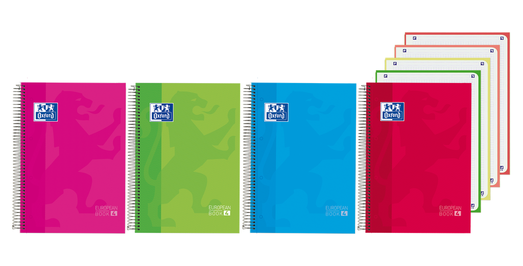 [100430568] CUADERNO OXFORD A5+ EUROEAN BOOK 4 60+60 H. GRATIS TAPA EXTRADURA 5x5 COLORES VIVOS