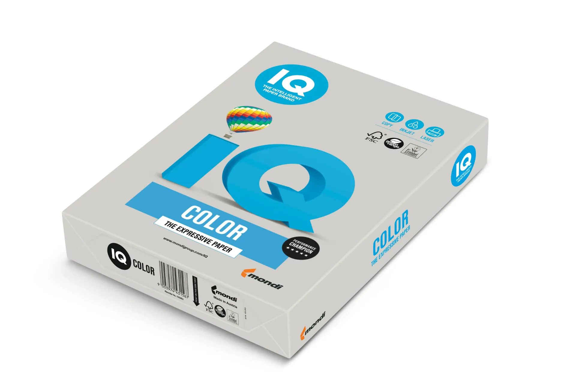 [A380GR] PAQUETE 500 HOJAS IQ COLOR GRIS GR21 A3 80G
