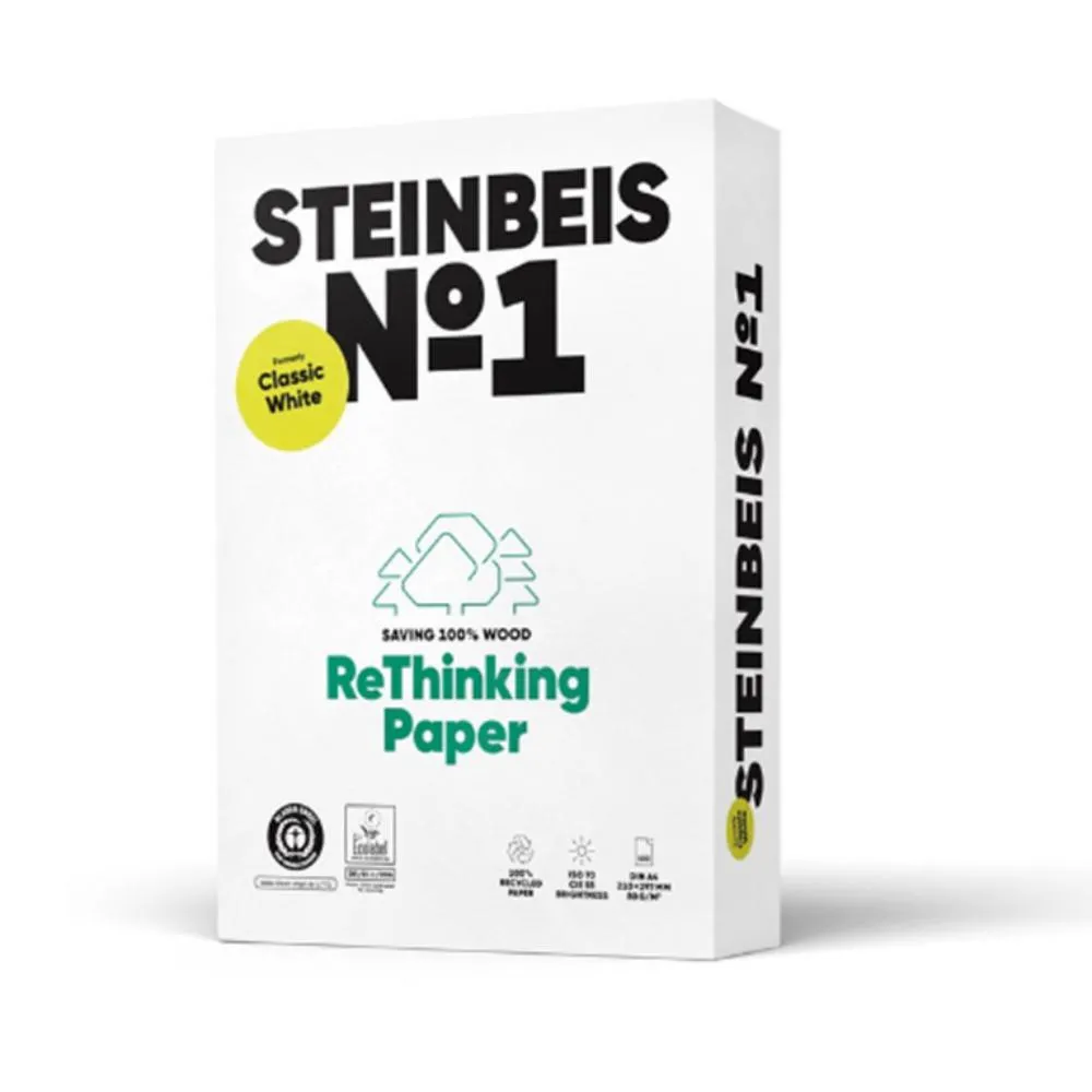 [056406] PAQUETE 500 HOJAS A4 80GR RECICLADO 100% STEINBEIS Nº1