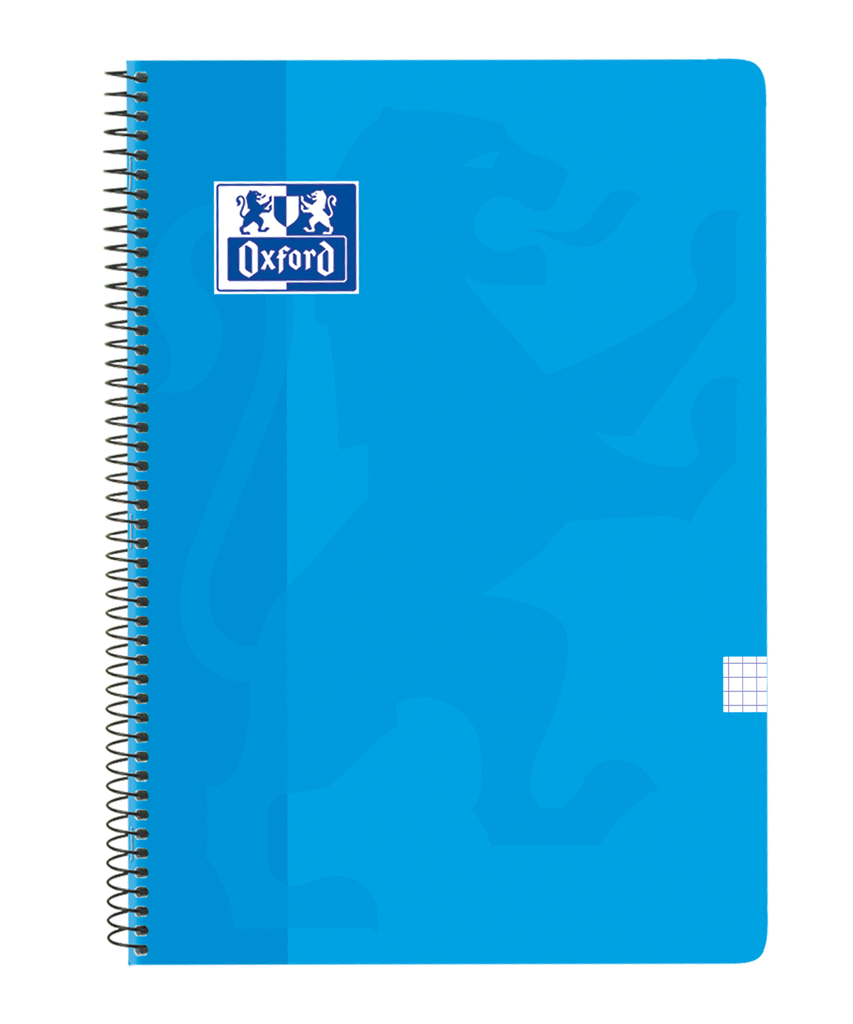 [400106965] CUADERNO OXFORD TAPA PLASTICO 80H CUADRO 4X4 FOLIO AZUL TURQUESA