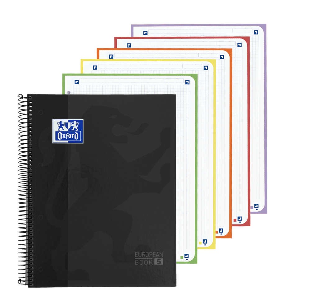 [400158600] CUADERNO EUROPEANBOOK 5 120H A4+ 5 COLORES EN LOMO 5X5 OXFORD NEGRO