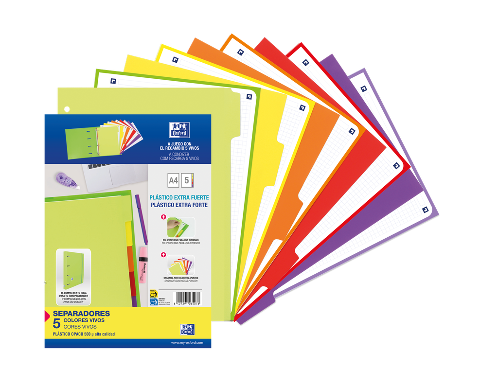 [400159037] SEPARADOR POLIPROPILENO OXFORD 5 POSICIONES COLORES VIVOS