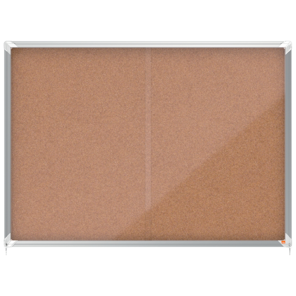 [1902575] [1902575] Vitrina de interior Nobo para 18 hojas A4 con superficie de corcho y puerta deslizante