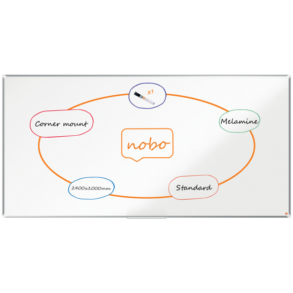 [1915454] [1915454] Pizarra NOBO Premium Plus melamina 2400x1200mm, blanca, blanco