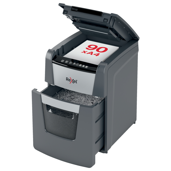 [2020090XEU] Destructora automática Rexel Optimum AutoFeed 90X de corte en partículas, negro
