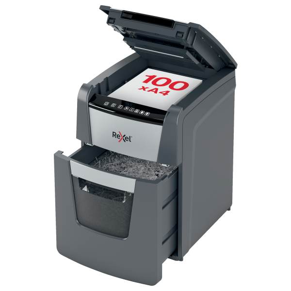 [2020100XEU] [2020100XEU] Destructora automática Rexel Optimum AutoFeed 100X de corte en partículas, negro