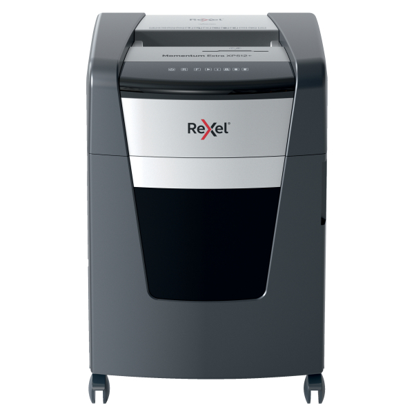 [2021512MEU] Rexel Momentum Extra XP512+ Destructora de papel de micro corte sin atascos, negro/plata