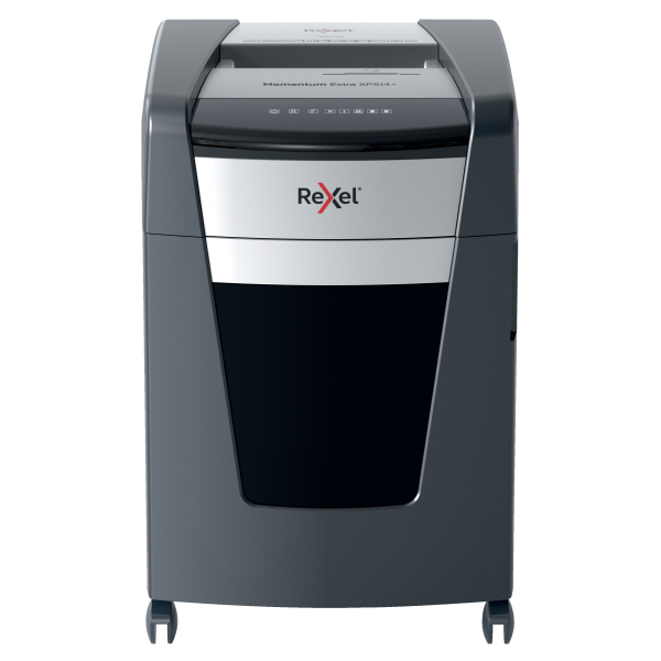 [2021514MEU] [2021514MEU] Rexel Momentum Extra XP514+ Destructora de papel de micro corte sin atascos, negro/plata