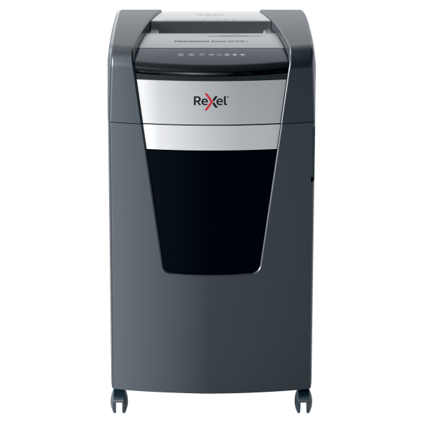 [2021516MEU] [2021516MEU] Rexel Momentum Extra XP516+ Destructora de papel de micro corte sin atascos, negro/plata
