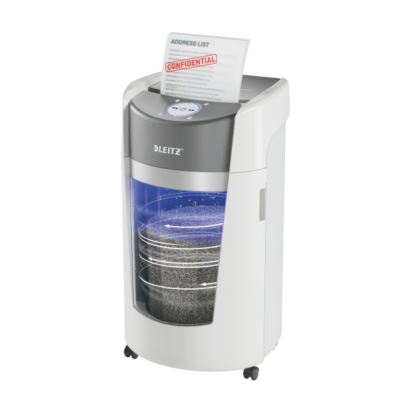 [83600000] [83600000] Destructora de Papel Leitz IQ OptiMax Office Microcorte Seguridad P5 35L - Blanca